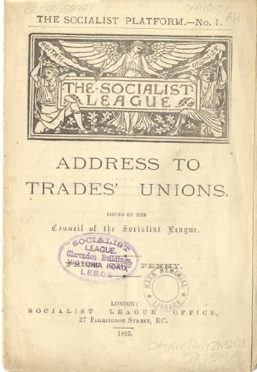 Address to the Trades Unions 1885 Socialist League pamphlet 
