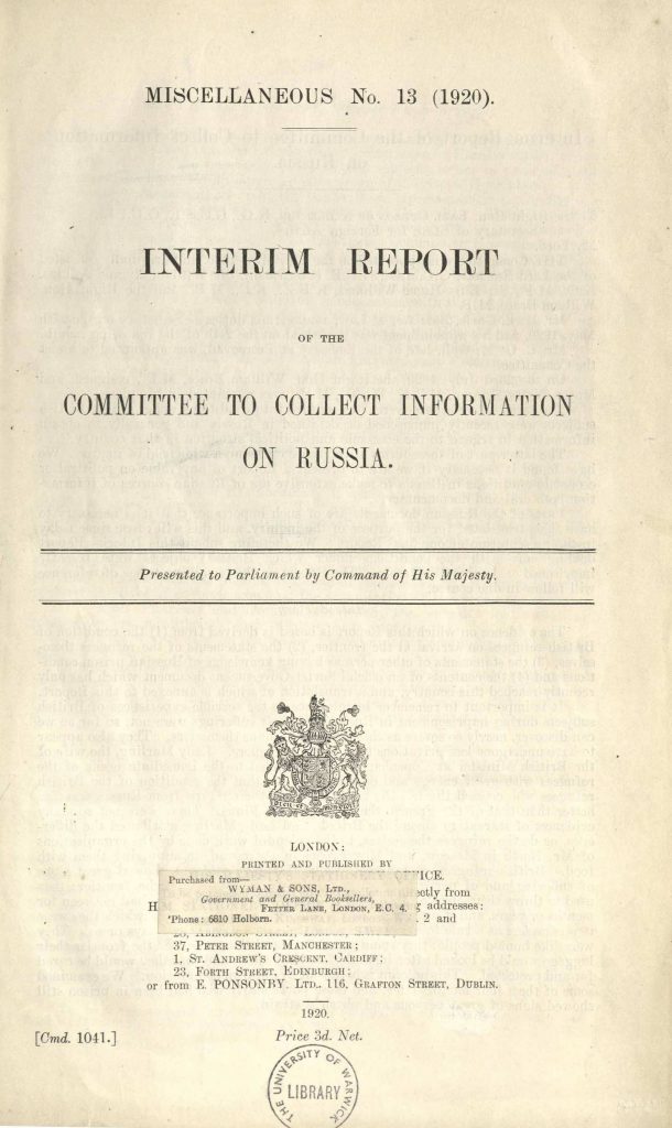 21. mrc Interim report of the Committee to Collect Information on Russia 1920 pt I